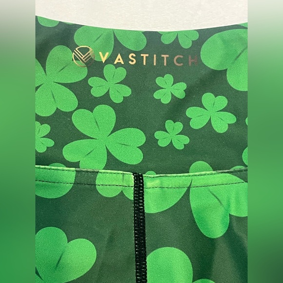 Vastitch Two-Tone Green Clover Women’s Leggings Size Small - Picture 12 of 14